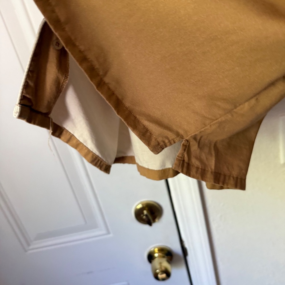 DUVIN khaki tan contrast piping short sleeve button up shirt - Picture 5 of 8